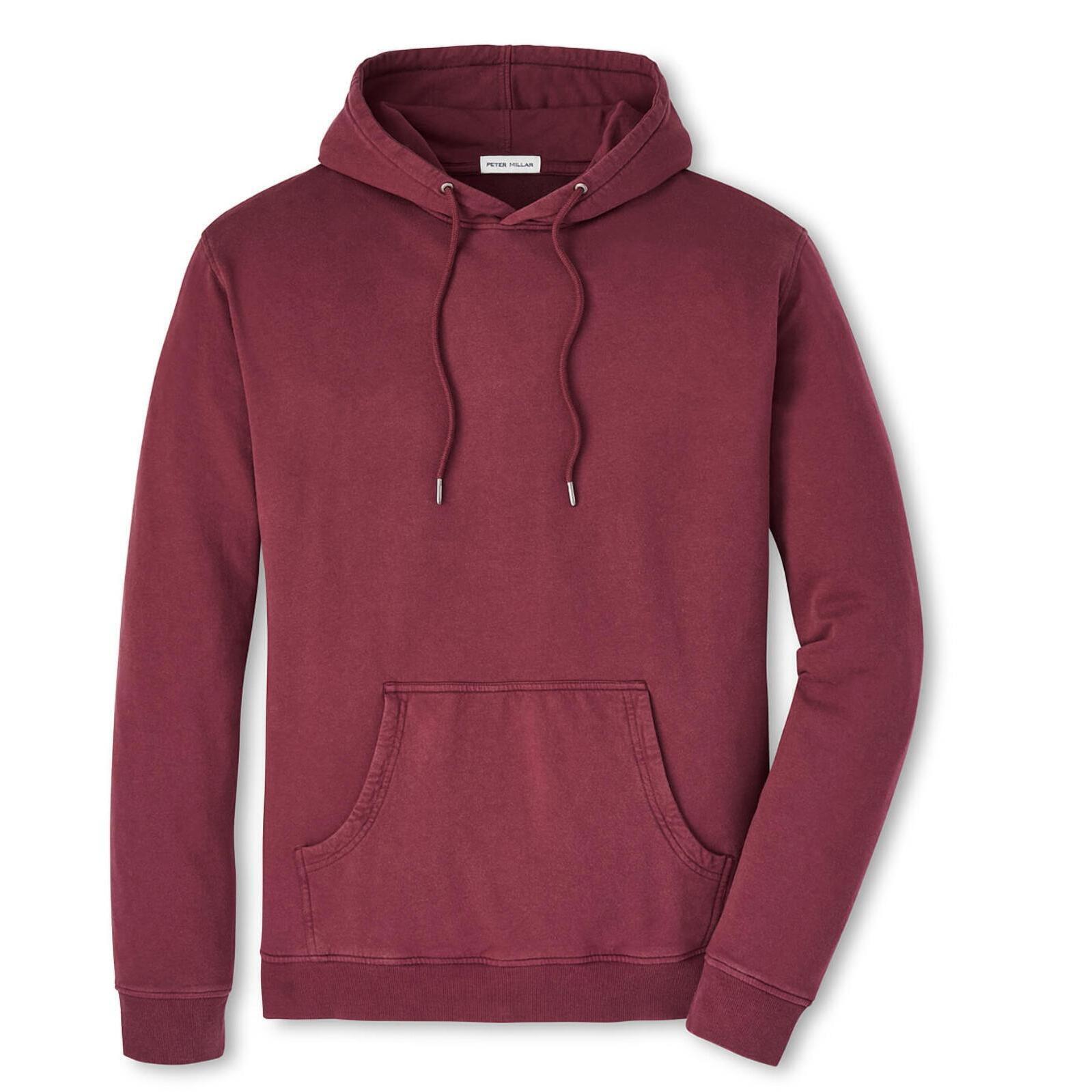New Peter Millar Men's Essential Lava Wash Hoodie In Currant